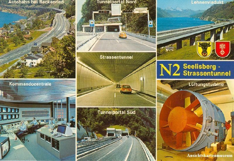 Cartoline postali: Seelisbergtunnel - N2 + 1980 – Usato da Emmenbrücke venduto da teestube
