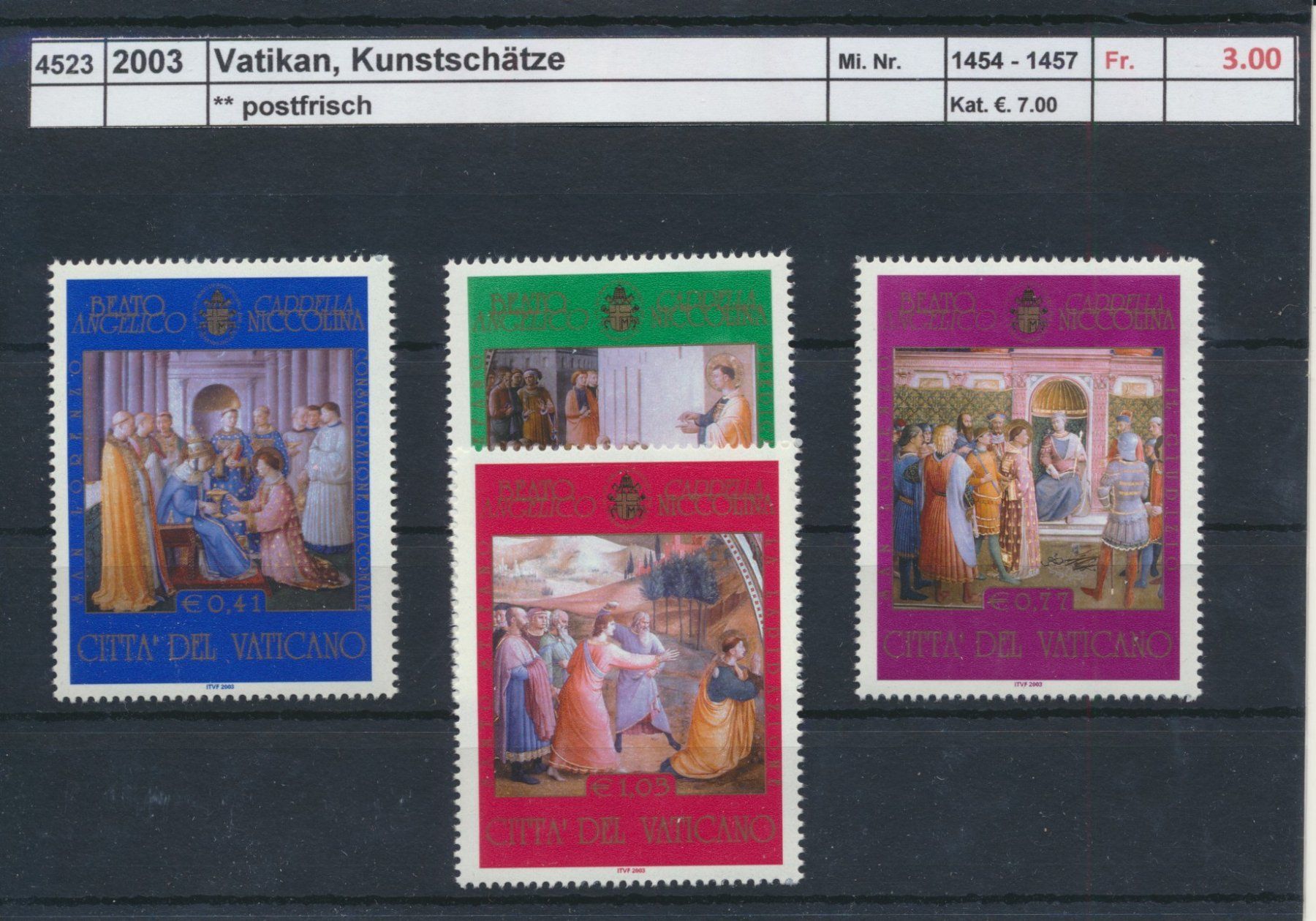 Tutti i francobolli: 2003 Vatikan, "Kunstschätze", ** postfrisch – Nuovo (secondo la descrizione) da Winterthur venduto da Zupogeru