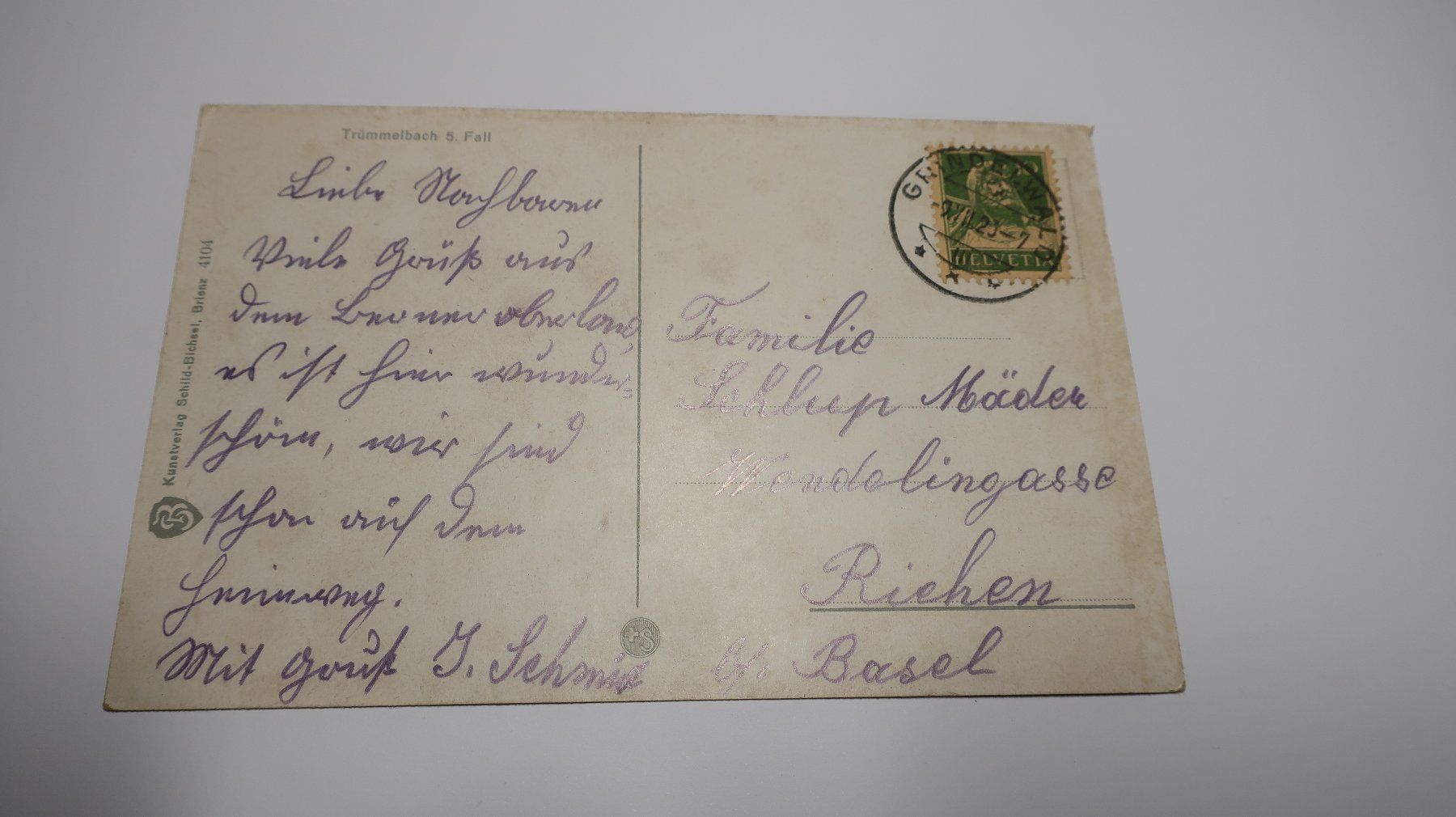 Ansichtskarten: Trümmelbach 5. Fall  1923 – Gebraucht aus Cormoret von Pascalll2001 2