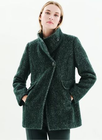 Caroll Straight coat in blended recycled wool - Green