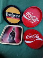 4 Blechtabletts Parisienne, Coca-Cola, Queen Anne Whisky