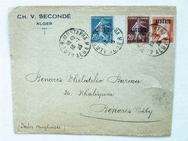 FRANKREICH - ALGERIEN, Brief 1925 nach INDIEN - 3Farben MiF