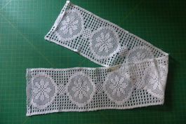 Alte Spitzen weiss, handgemacht - 11 x 65 cm