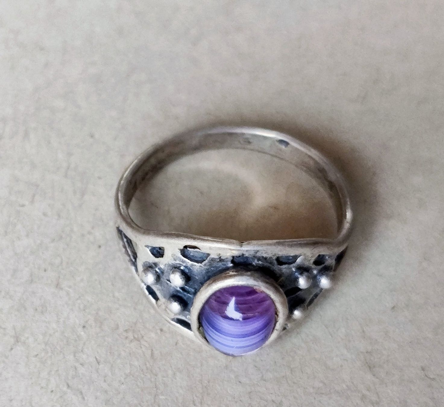 Anelli: Bague en argent avec agate – Taille 60 – Usato da Carouge GE venduto da for_8yym 5