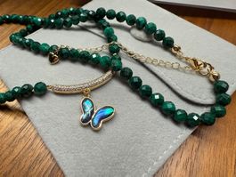 Malachit Kette Halskette Collier Edelstein Halsschmuck 52 cm