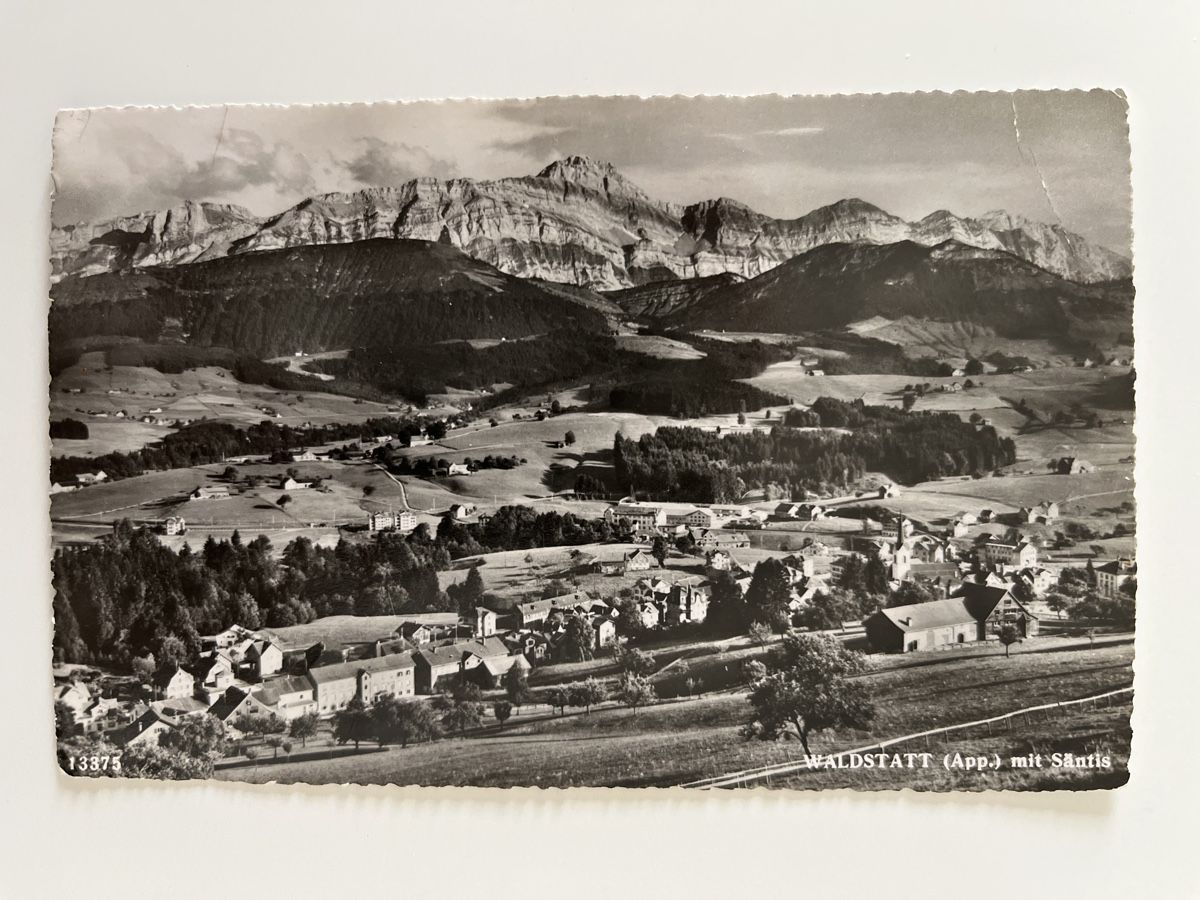 Cartoline postali: Waldstatt 1954, (App.)mit Säntis. – Usato da Uster venduto da Arrayo