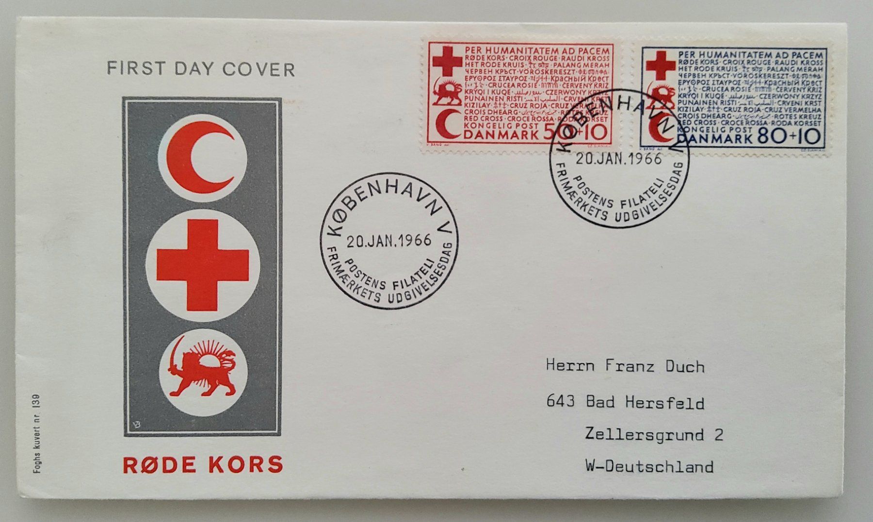Tutti i francobolli: Dänemark Rotes Kreuz 1966, FDC – Usato da Buchrain venduto da mue_kru