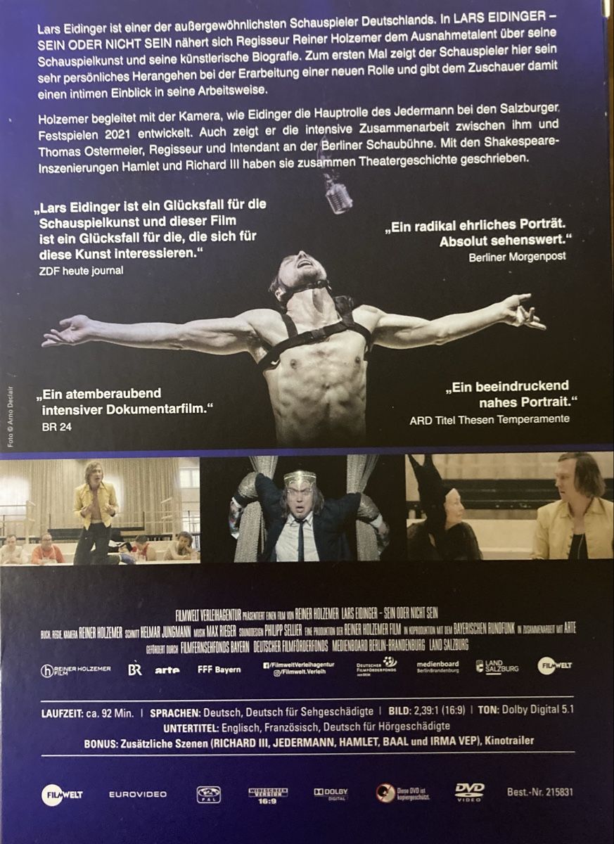 Tutti i DVDs: Lars Eidinger/ Sein oder nicht sein – Usato da Wädenswil venduto da sayyes 1