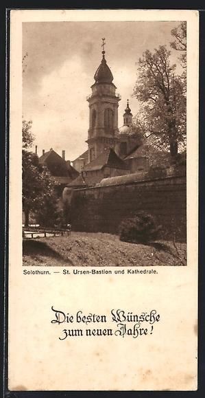 Cartoline postali: Mini-AK Solothurn, St. Ursen-Bastion und – Usato da Berlin venduto da bartko-reher