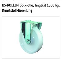 BS-ROLLEN Bockrolle, Traglast 1000 kg, Kunststoff-Bereifung