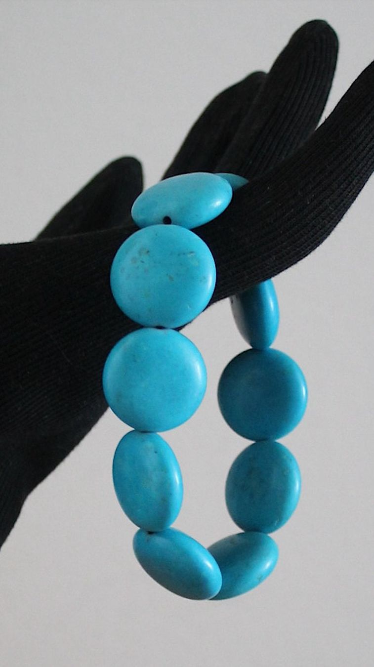 Bracciali & Braccialetti: Statement-Steinarmband in Türkis-Optik – Elastisch – Usato da Locarno venduto da madame-tus-sauds 2