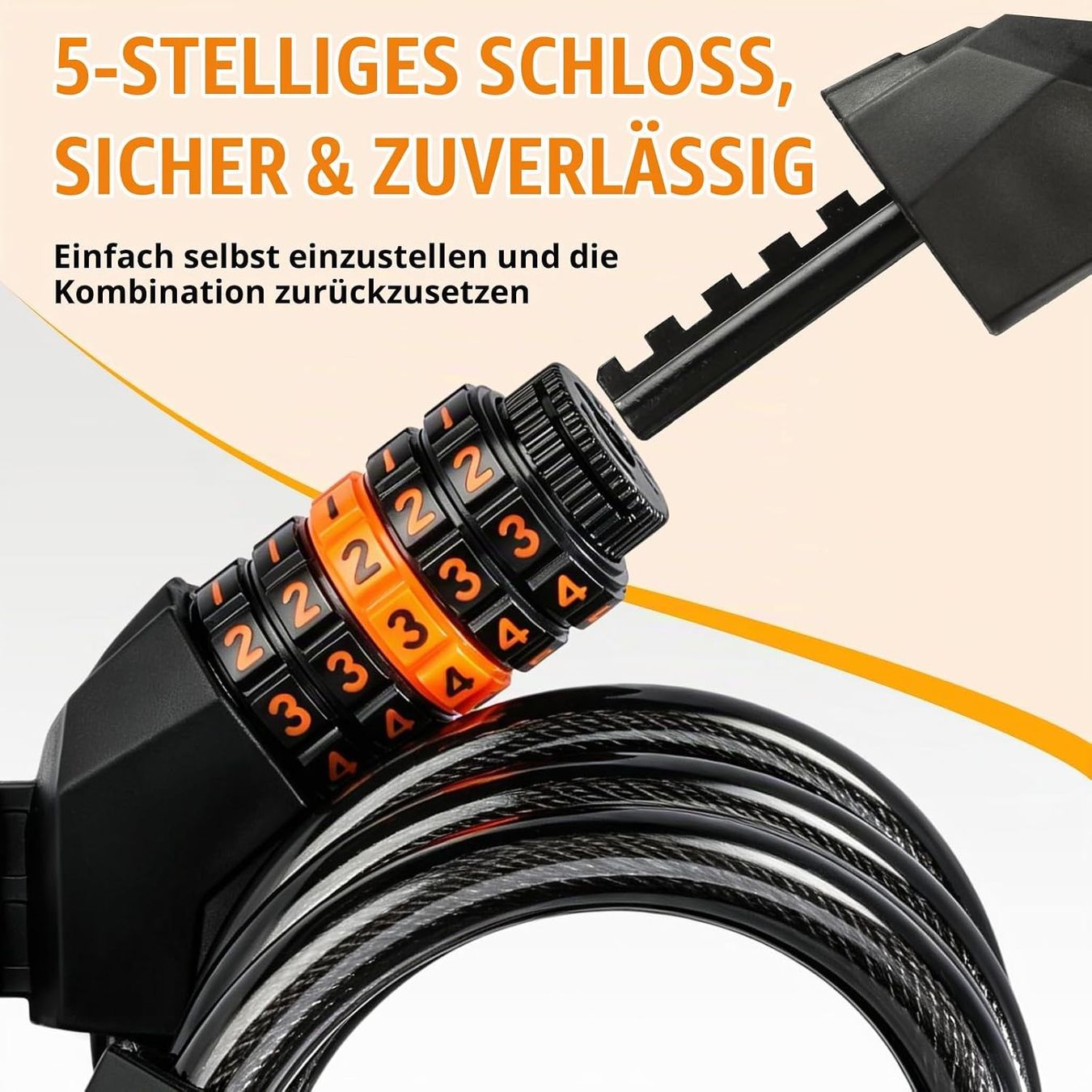 Lucchetti: Fahrradschloss mit 5-Stellig Zahlencode, 120cm/12mm – Nuovo e nell'imballaggio originale da Bülach venduto da CNSHA 3
