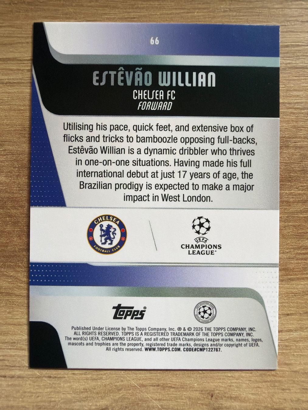 Topps Carte collezionabili: Soccer Estevao RC RAINDROPS Topps 2026 – Usato da Netstal venduto da Clutch79Cardz 1