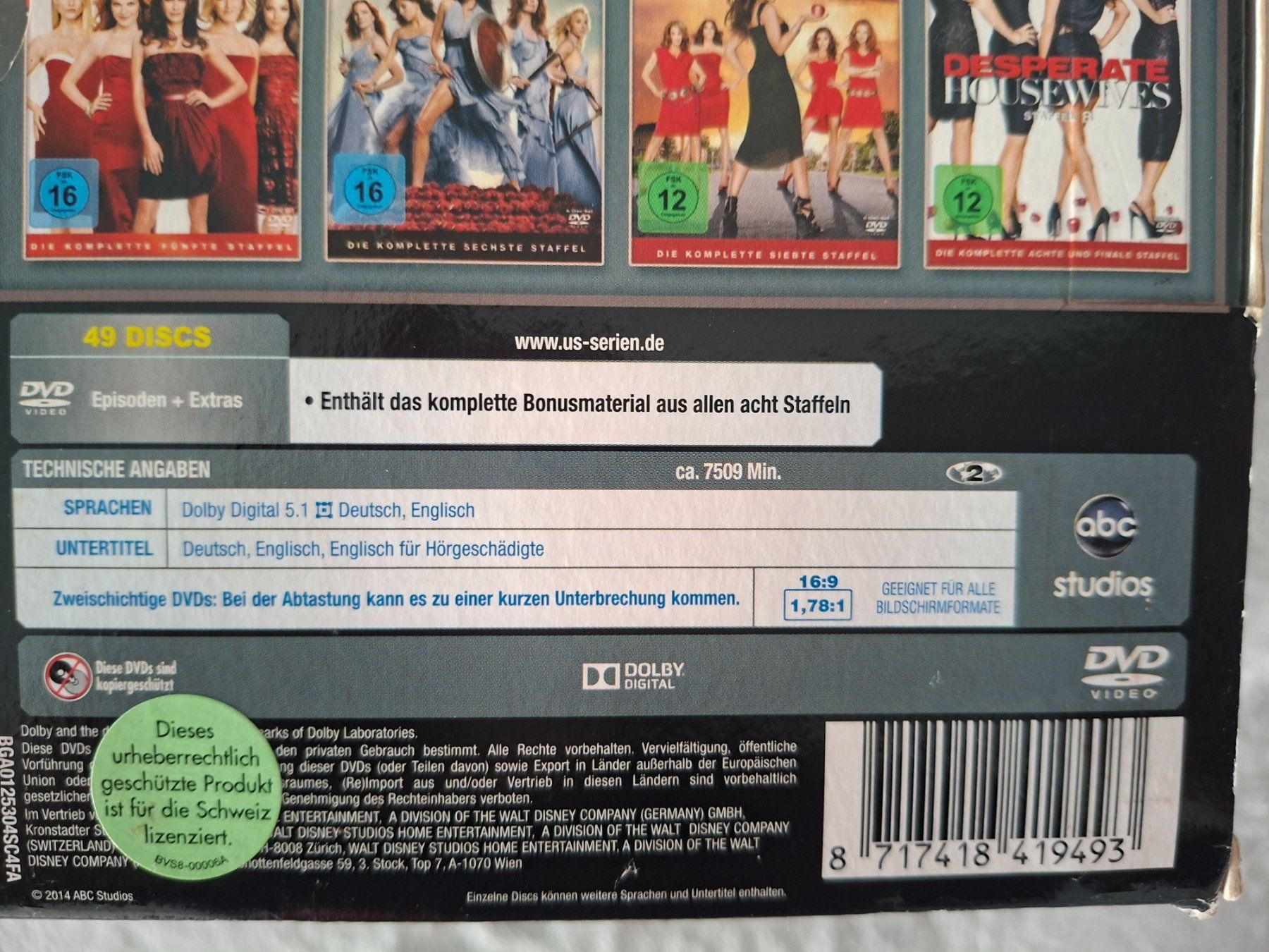 Tutti i DVDs: DESPERATE HOUSEWIVES STAFFEL 1 - 8  BOX – Usato da Aesch BL venduto da Burschi59 4