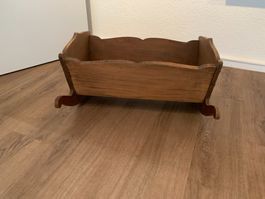 Antike Holzwiege,  massiv Holz 33 cm hoch