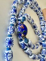 Vintage Chinoiserie Porzellankette 63cm Cloisonné Verschluss