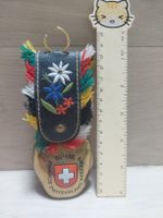 Schweizer Kuhglocke, Souvenir mit Edelweiss Stickerei!