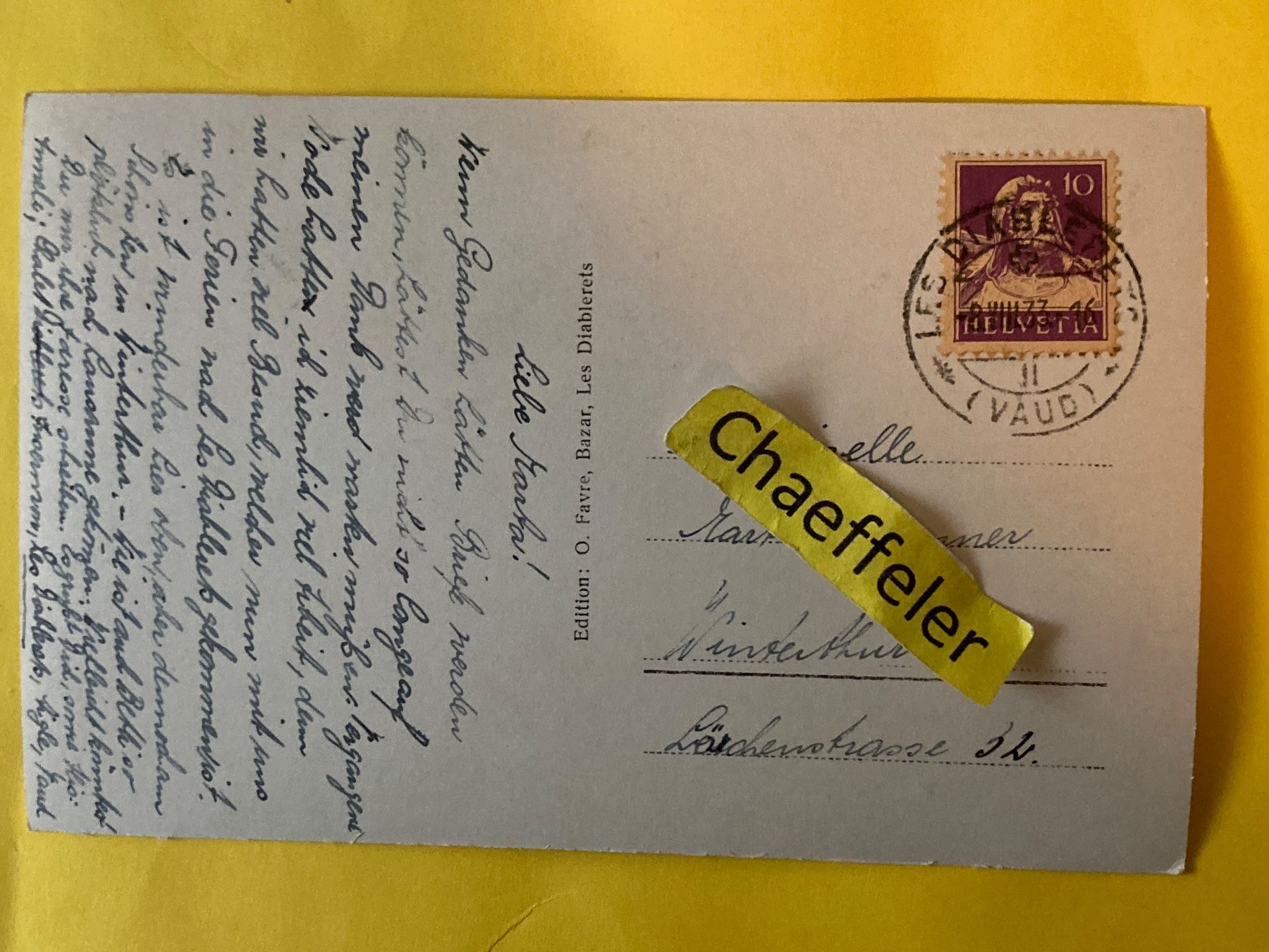 Cartoline postali: 1933 Les Diablerets – Usato da Zürich venduto da Chaeffeler 1