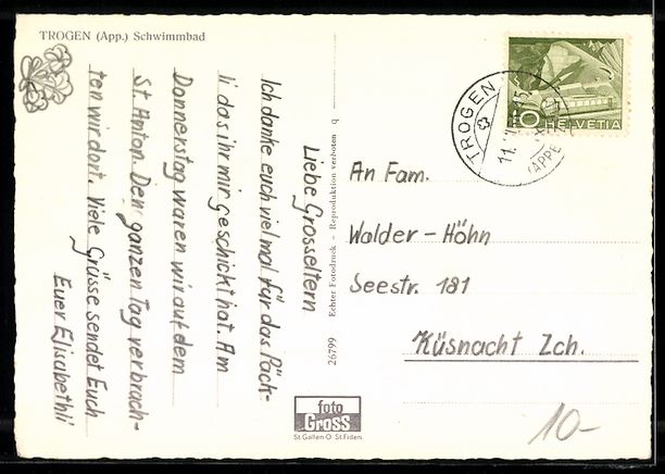 Cartes postales: AK Trogen /App., Schwimmbad – D'occasion à Berlin par bartko-reher 1
