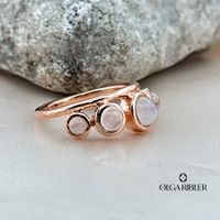 Silberring Rosegold vergoldet, mit Mondstein, Gr. 50
