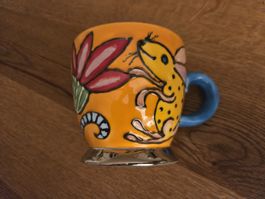 Orange Tasse von Kathrin Nigg, handgefertigt, Unikat!