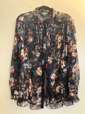 Bluse Damen floral Gr. L (EUR46) leicht transparent