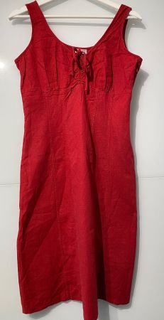 schönes rotes Kleid aus Leinen/Viskose Grösse 38