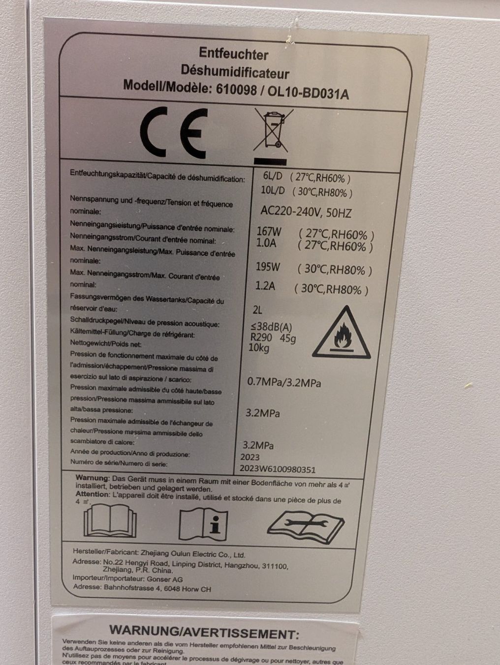 Deumidificatori: Luft Entfeuchter – Usato da Kloten venduto da Touheys 3