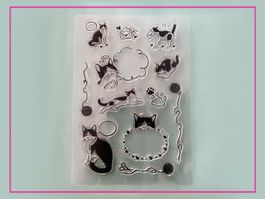 div. Katzen, Brief, Sprechblase usw 11x16cm - Silikonstempel