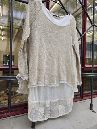 Kleidung: 2-Lagen-Pullover Two Blue Sisters sand (L)