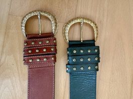 Lot de 2 ceintures artisanales en cuir   85 cm
