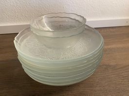 8x Salatschälchen + 2x Mini-Schale aus Glas mit Blumenmuster