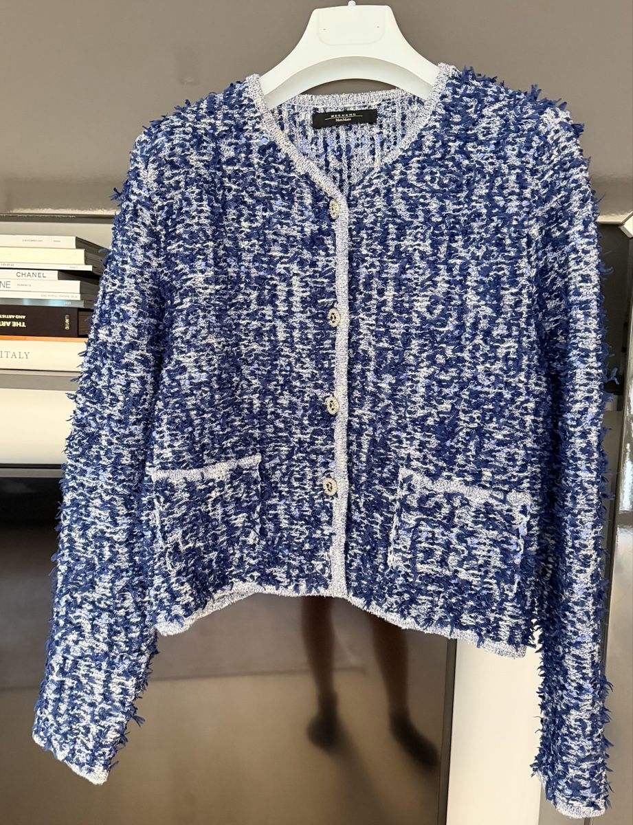 Max Mara Jacken: Weekend Max Mara Blue Bouclé Cardigan Jacket – Neu (gemäss Beschreibung) aus Lugano von fer_ckb9 4
