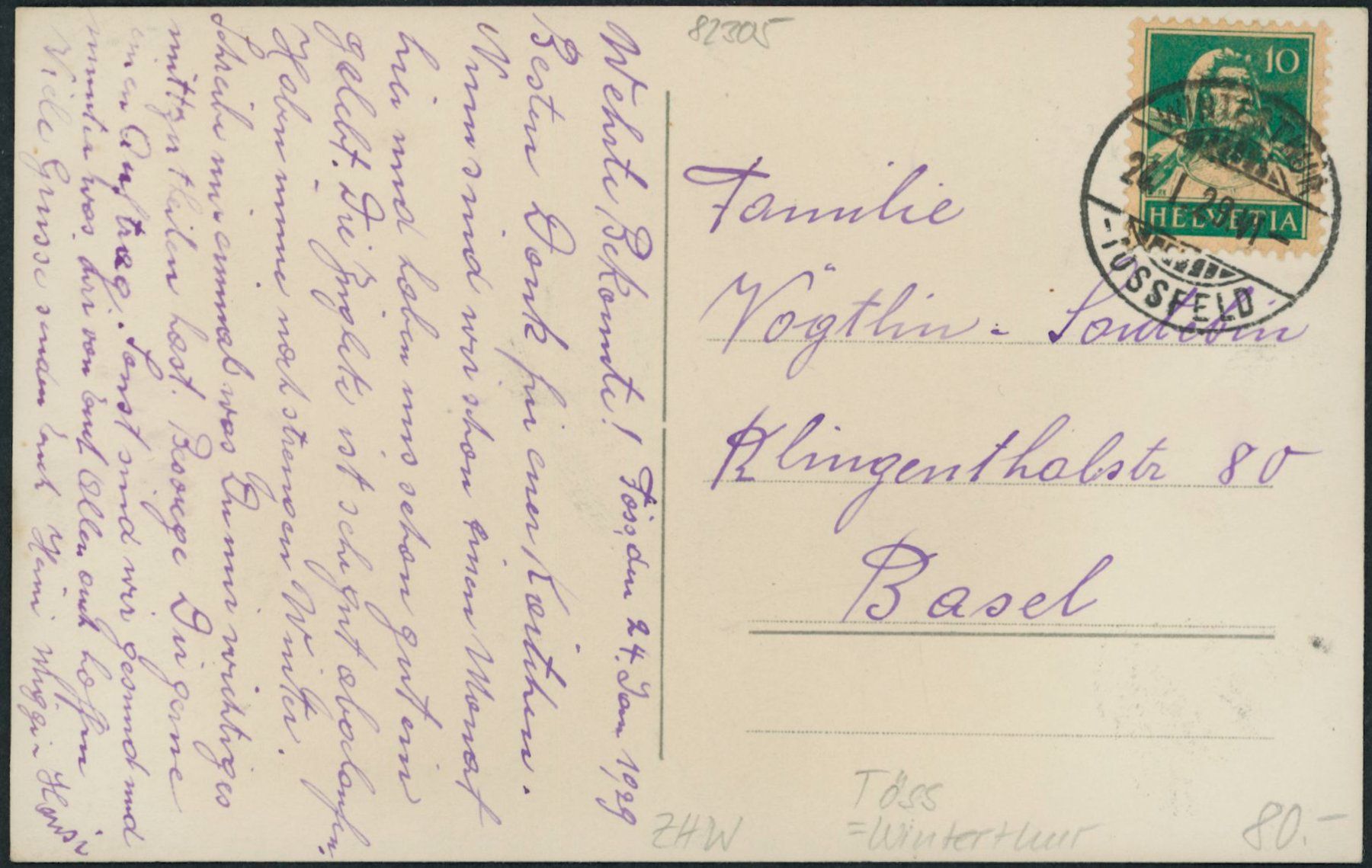 Cartoline postali: ZHW Töss - Winterthur – Usato da Schindellegi venduto da masutka7 1