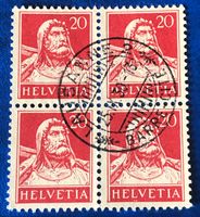 4 er Block Nr.174  Tellbrustbild mit Vollstempel Lausanne