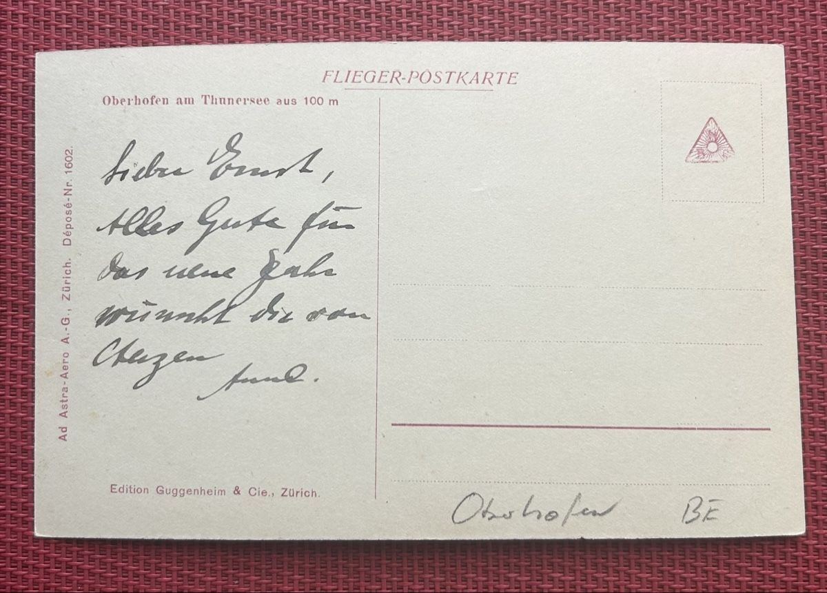 Cartoline postali: Fliegerpostkarte Oberhofen  – Usato da Horw venduto da Tellbub 1