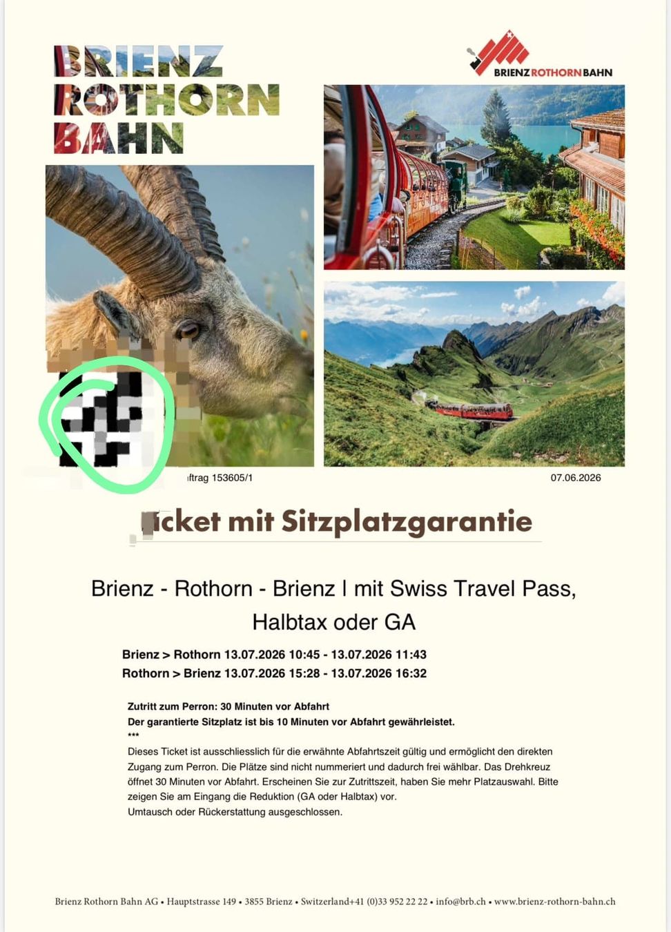 Biglietti: Ticket Brienz Rothorn Hin und Zurück mit GA oder Halbtax Nr2 – Nuovo (secondo la descrizione) da Liestal venduto da Gitterli01