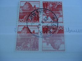 4erblock Kehrdruck , 20Rp, o 1947