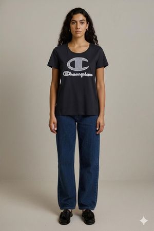 Champion Schwarzes T-Shirt mit Logo - Größe Medium