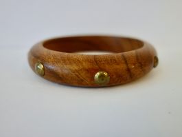 Vintage Armreif aus Holz Messing Nieten Bracelet en bois
