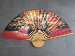 Handbemalter Fächer Asien 90 cm hoch, neu!