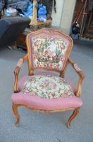 Sessel Louis XV Stickerei Rosen und Landschaftsmotiv Holz...