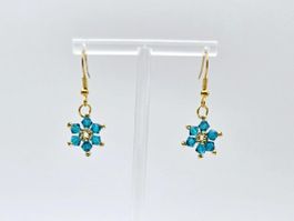 Ohrringe Swarovski Kristall Blumen in Emerald Blau