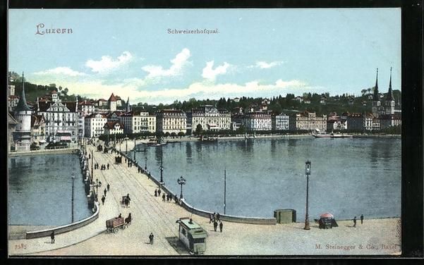 Cartoline postali: Luzern, Schweizerhofquai und Brücke mit – Usato da Berlin venduto da bartko-reher