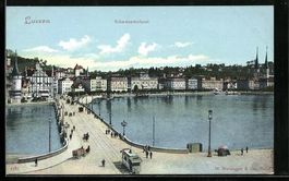 Luzern, Schweizerhofquai und Brücke mit