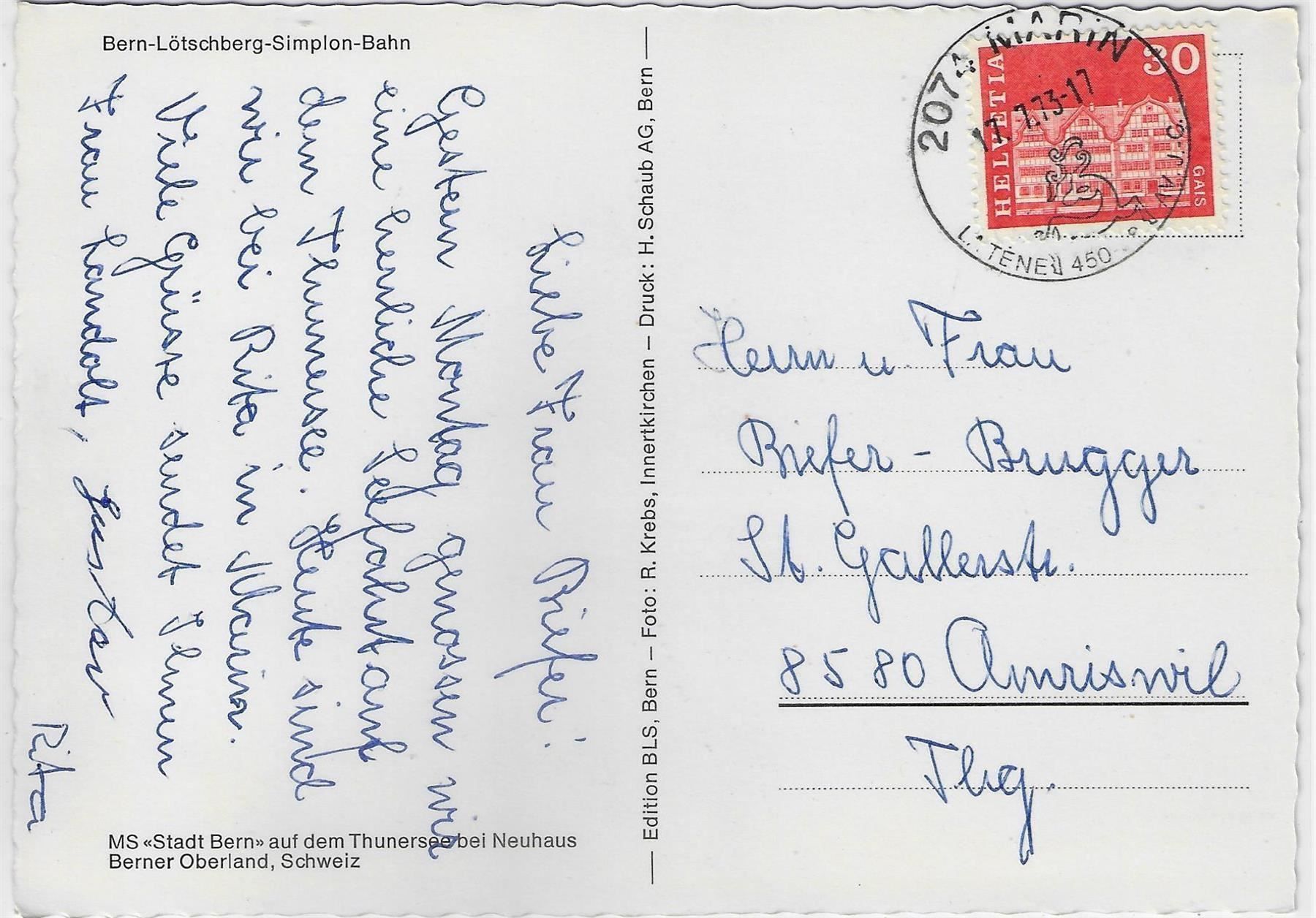 Cartoline postali: MS "Stadt Bern" auf dem Thunersee bei – Antico da Ettingen venduto da Kartenplanet 1