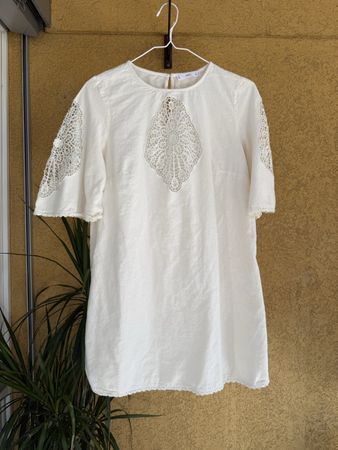 Vestito Mango bianco panna manica corta pizzo taglia M