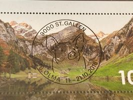 Briefmarke Alpstein 2018 mit Vollstempel OLMA St. Gallen
