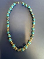 Vintage Statement Kette mit Türkis Perlen, Top Zustand!