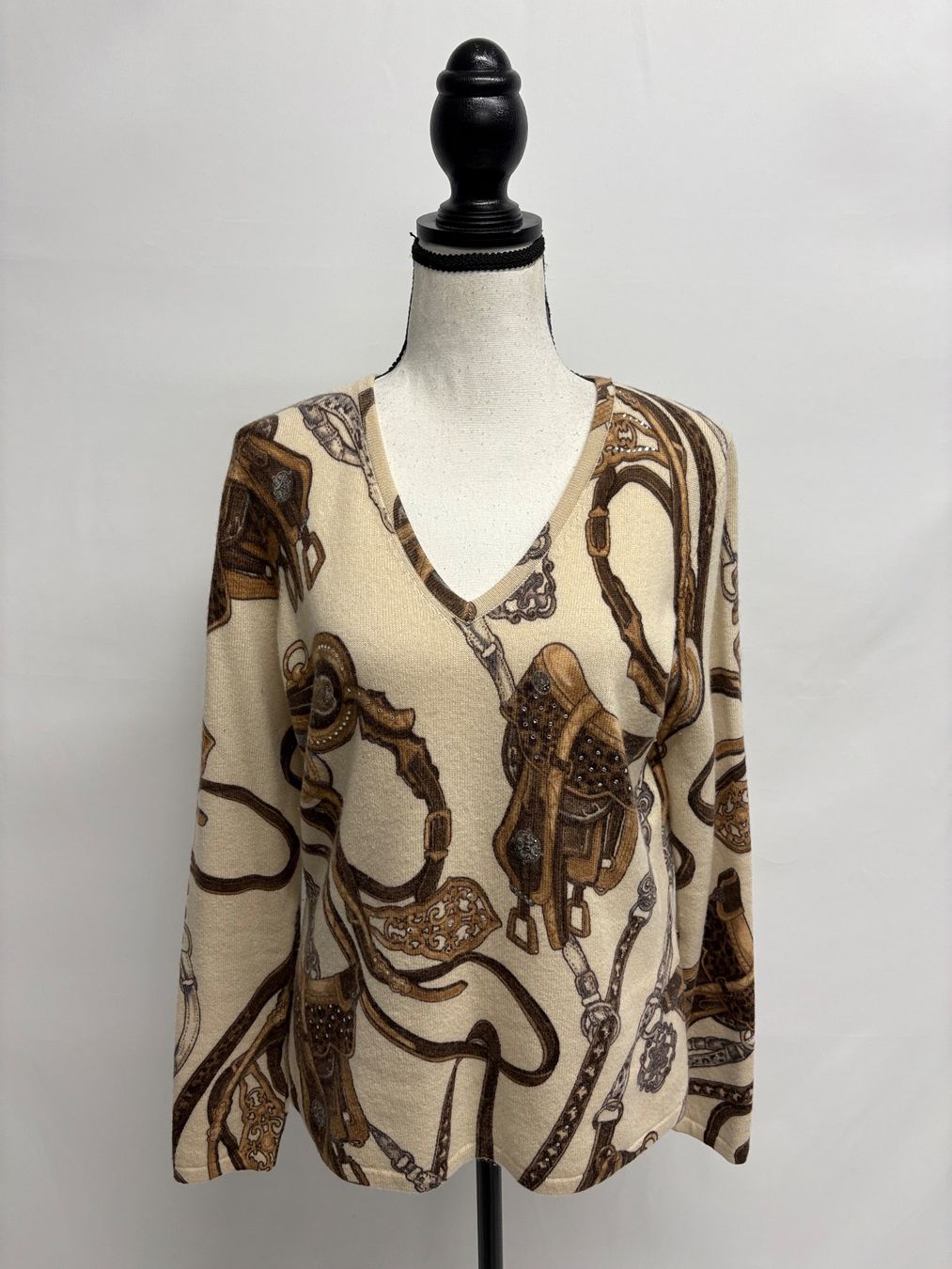 Maglioni & Felpe: Nice Connection Kaschmir Wolle Pullover Pferde Print 40 beig – Nuovo (secondo la descrizione) da Regensdorf venduto da secondchancefashion